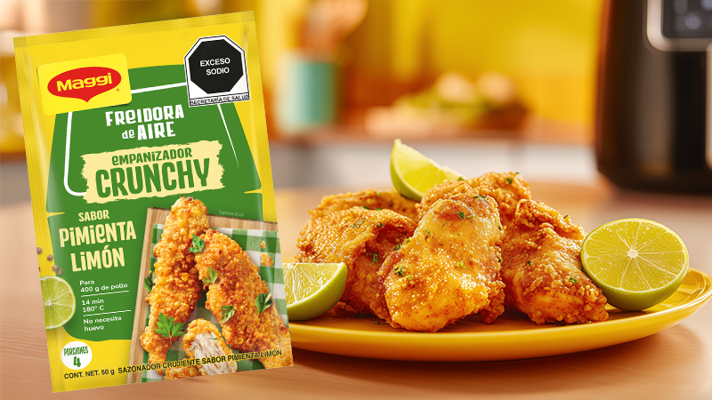Nuevo Maggi sazonador Crunchy para freidoras de aire sabor Pimienta y limón